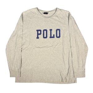 Polo Sport Long Sleeve Graphic T‎ Shirt Mens Large Gray Cotton Crew Neck